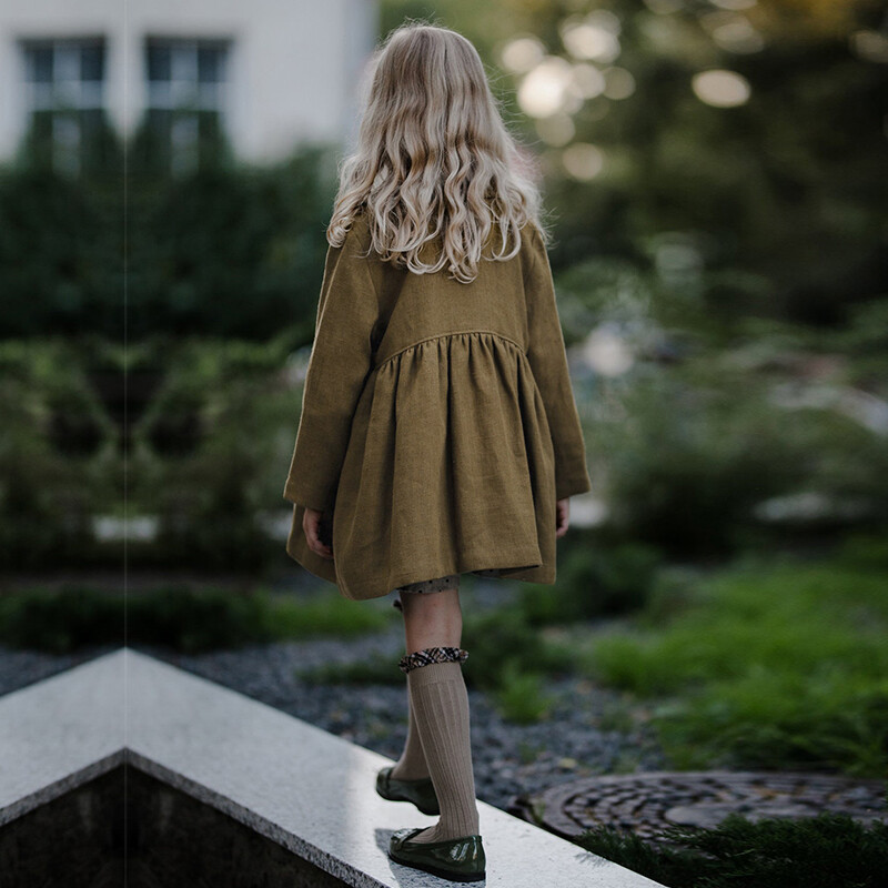 Retro jesenski novi kaput od pamuka i lana za djevojčice Dječje mori široke jakne s naboranim ovratnikom za lutke s dugim rukavima TZ177