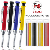 Creion solid de dulgher cu mine de reumplere și ascuțitor încorporat pentru creion mecanic cu găuri adânci, instrument de marcat pentru prelucrarea lemnului