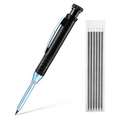 Creion solid de dulgher cu mine de reumplere și ascuțitor încorporat pentru creion mecanic cu găuri adânci, instrument de marcat pentru prelucrarea lemnului