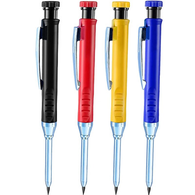 Creion solid de dulgher cu mine de reumplere și ascuțitor încorporat pentru creion mecanic cu găuri adânci, instrument de marcat pentru prelucrarea lemnului