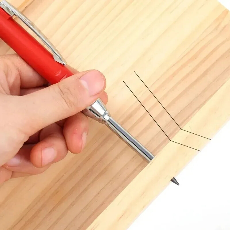 Creion solid de dulgher cu mine de reumplere și ascuțitor încorporat pentru creion mecanic cu găuri adânci, instrument de marcat pentru prelucrarea lemnului
