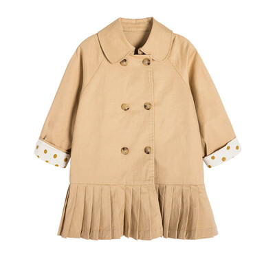 Тренчкоти в цвят каки Двуредно яке за момичета Детско облекло Едноцветни горнища Детска ветровка Пролет Есен Връхни дрехи 2 4 5 6 8 г