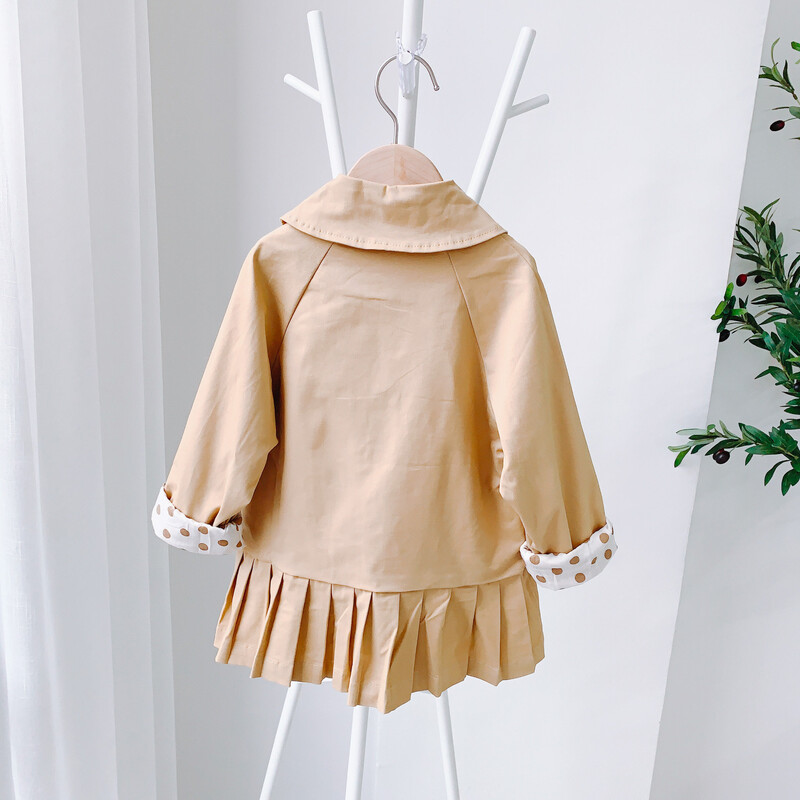 Тренчкоти в цвят каки Двуредно яке за момичета Детско облекло Едноцветни горнища Детска ветровка Пролет Есен Връхни дрехи 2 4 5 6 8 г