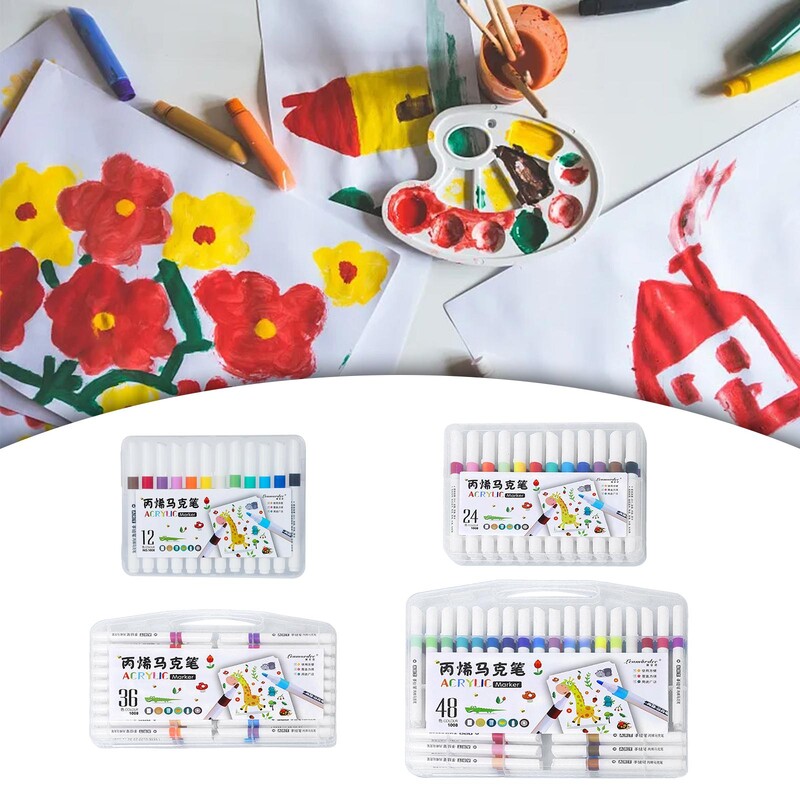 Akrüülvärvipliiatsid veekindlad kunstnikud maalivad kiiresti kuivavad värvimarkerid joonistusmarkerid lõuendile metallist kruusi puidust kunstiprojekti