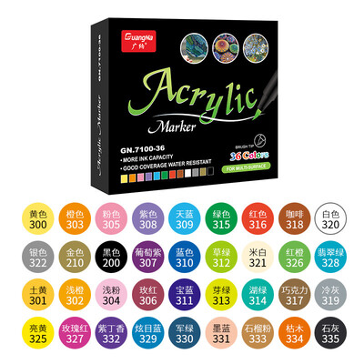 Канцеларски материали Акрилен маркер Писалка Plumones Цветове 12/24/36 Подходящ за различни материали Направи си сам занаят за рисуване на графити