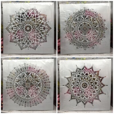 4 tk 30*30cm klassikalise geomeetriaga mandala ratas DIY kihistusšabloonid maalimine väljalõigete album värvimine kohrutatud albumi dekoratiivne mall