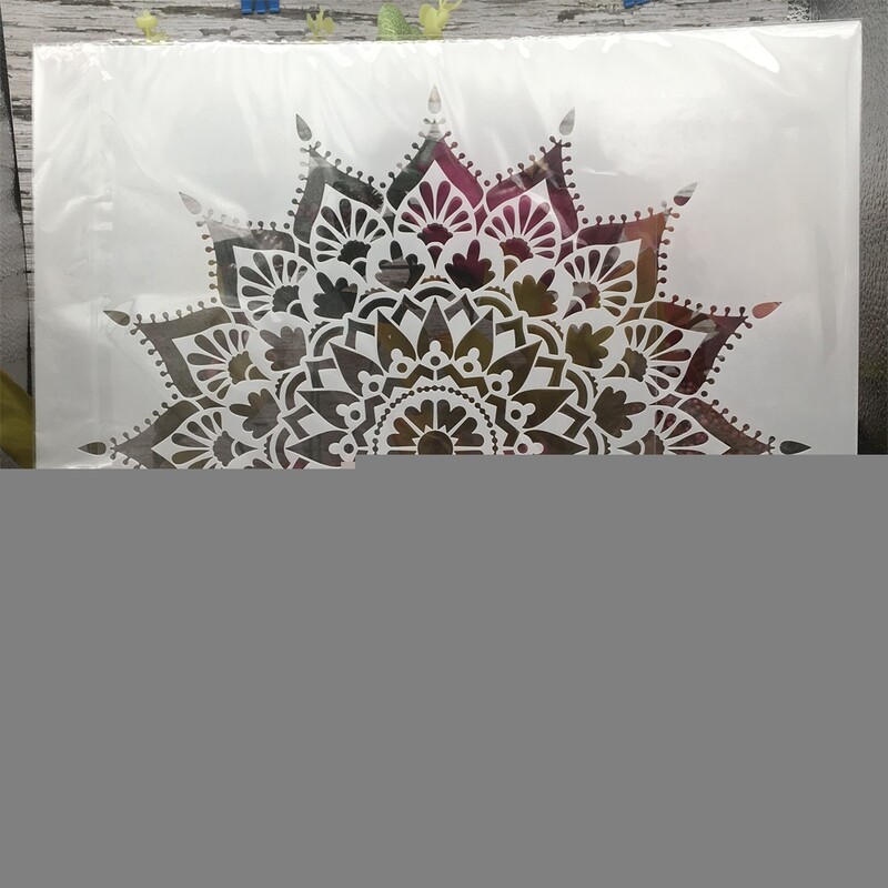 4 buc. 30*30 cm roată de mandala cu geometrie clasică, șabloane de straturi pentru pictură, album de însemnări de colorat, șablon decorativ pentru album în relief