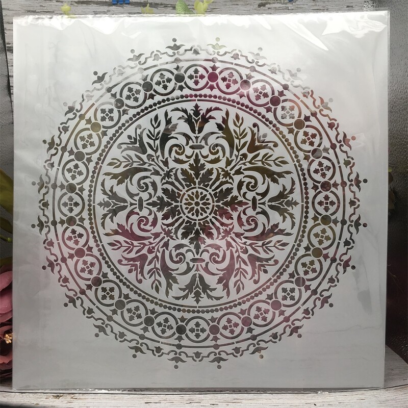 4 buc. 30*30 cm roată de mandala cu geometrie clasică, șabloane de straturi pentru pictură, album de însemnări de colorat, șablon decorativ pentru album în relief