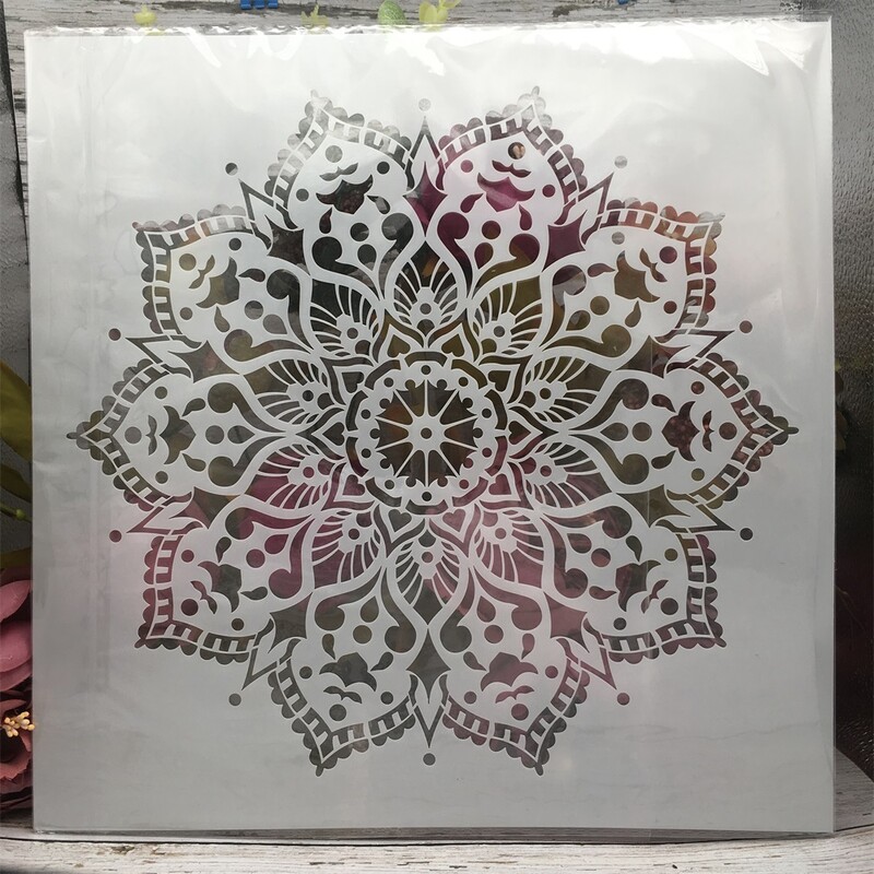 4 buc. 30*30 cm roată de mandala cu geometrie clasică, șabloane de straturi pentru pictură, album de însemnări de colorat, șablon decorativ pentru album în relief