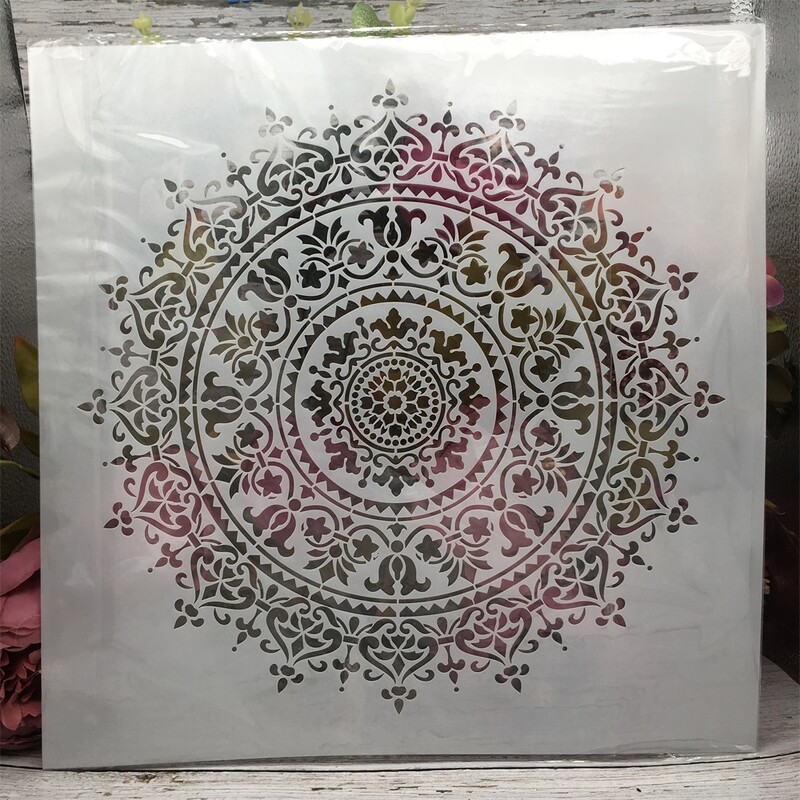 4 buc. 30*30 cm roată de mandala cu geometrie clasică, șabloane de straturi pentru pictură, album de însemnări de colorat, șablon decorativ pentru album în relief