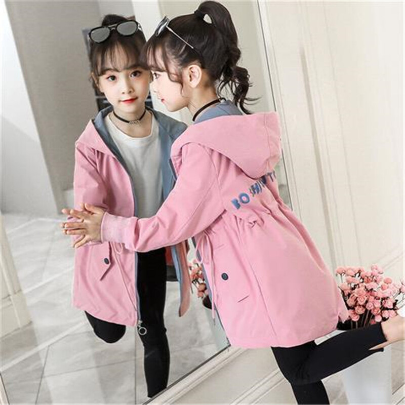 Lapsed Sügismantlid Tüdrukute Pikad Ülerõivad Teismeliste Tuulejoped 2023 Uus kevad Sügis Lasteriided Moodsad kapuutsiga jakid