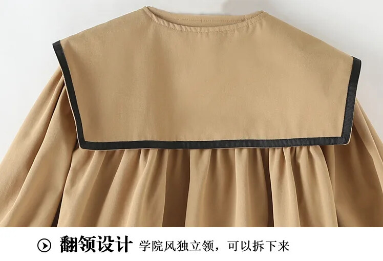 Тренчкот за момичета с три четвърти ръкави Детско облекло със средна дължина Пролет Есен Тънко детско яке A-LINE Свободно горнище за тийнейджърки