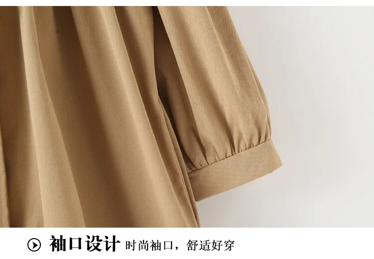 Тренчкот за момичета с три четвърти ръкави Детско облекло със средна дължина Пролет Есен Тънко детско яке A-LINE Свободно горнище за тийнейджърки