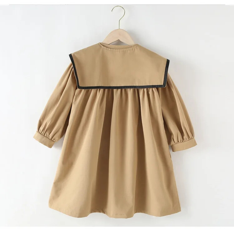 Тренчкот за момичета с три четвърти ръкави Детско облекло със средна дължина Пролет Есен Тънко детско яке A-LINE Свободно горнище за тийнейджърки