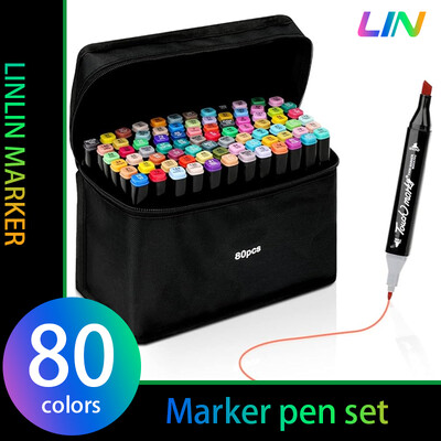 80 цвята маркер Pen Sketch Art Painting Pen Double Ended Plumones Posca Marcadores Colores Rotuladores Art Supplies