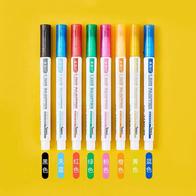 8/12 värvi topeltjoontega markerpliiats Loov kontuurijoonistuspliiatsid Värvilised esiletõstjad armsad luminofoorpliiatsid Kooli kontoritarbed