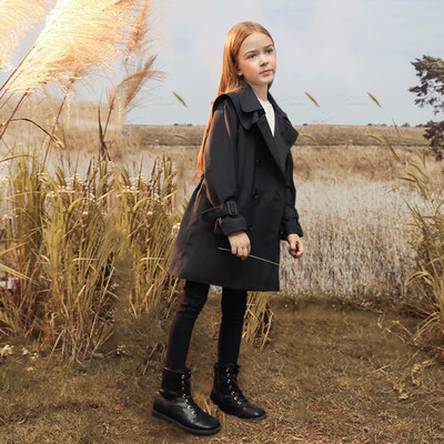 Moodsad tüdrukute ülerõivad, 2023, uued pikkade varrukatega tuulepluus, lasteriided, sügisene paksemad soojad rõivad, 4–12-aastaste teismeliste tüdrukute mantlid