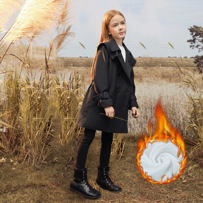 Moodsad tüdrukute ülerõivad, 2023, uued pikkade varrukatega tuulepluus, lasteriided, sügisene paksemad soojad rõivad, 4–12-aastaste teismeliste tüdrukute mantlid