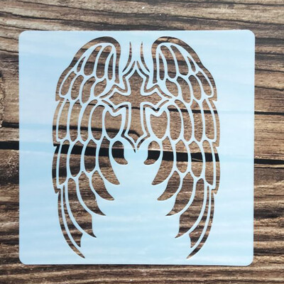 1tk 20*20Cm Wings šabloon mööbli jaoks Seinte värvimine Dekoratsioon Kihistamine Plastik DIY Värvimine Reljeef väljalõigete albumi šabloonid