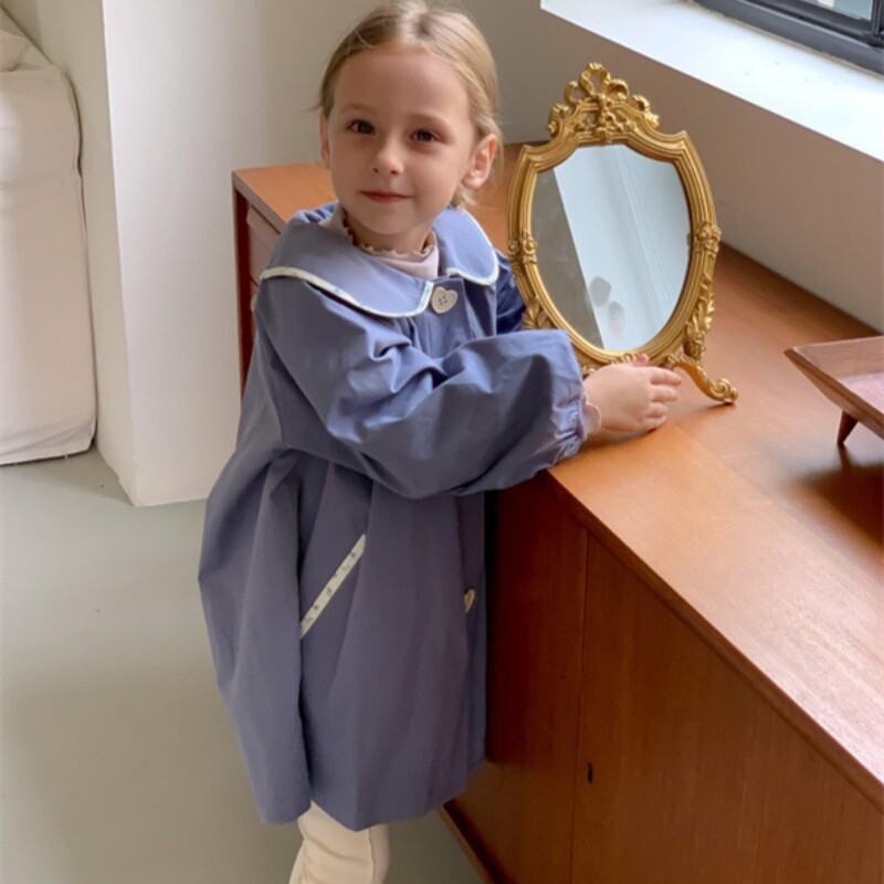 Vjetrobranski kaput za djevojčice Kaput Jakna Gornja odjeća 2024. Novi dolazak Proljeće Jesen Pamuk Školska odjeća na otvorenom Tinejdžeri Dječja odjeća