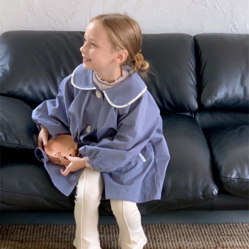 Vjetrobranski kaput za djevojčice Kaput Jakna Gornja odjeća 2024. Novi dolazak Proljeće Jesen Pamuk Školska odjeća na otvorenom Tinejdžeri Dječja odjeća