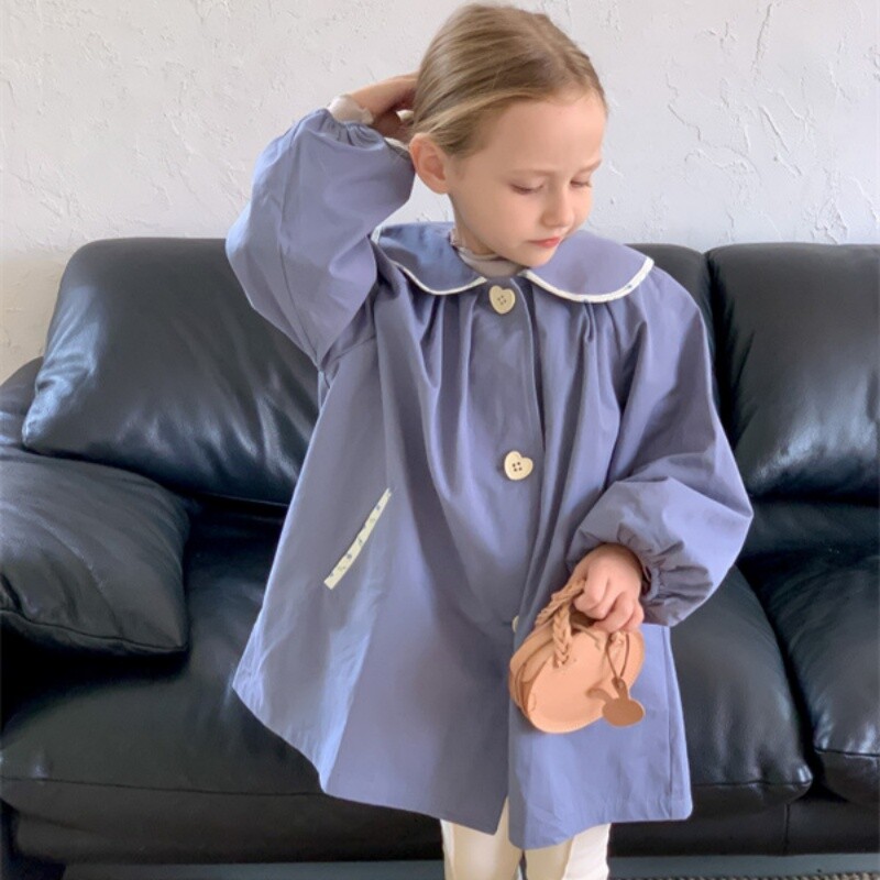 Vjetrobranski kaput za djevojčice Kaput Jakna Gornja odjeća 2024. Novi dolazak Proljeće Jesen Pamuk Školska odjeća na otvorenom Tinejdžeri Dječja odjeća
