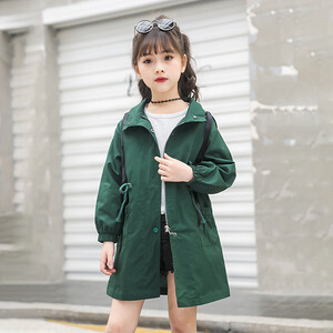 Ofertă specială Trenci casual pentru fete, primăvară, toamnă, îmbrăcăminte de vânt lungă pentru copii, îmbrăcăminte exterioară pentru copii, jachetă cu glugă pardesiu B262