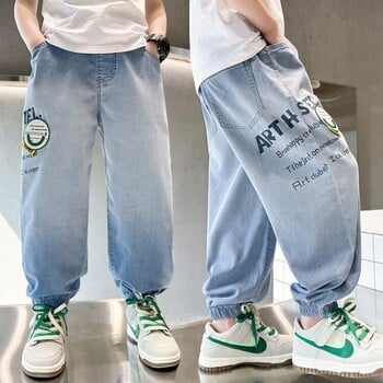 Summer Thin Casual Jeans Boy Loose Breathable Printed Letter Τζιν παντελόνι Κορεατικού στυλ Μοντέρνο παντελόνι 6-15 ετών