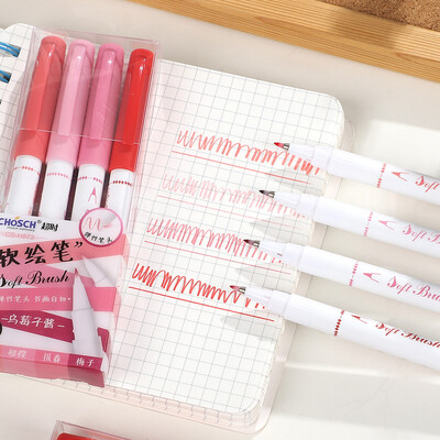 4 τεμάχια/σετ Πολύχρωμο μαρκαδόρο μαρκαδόρο στυλό με πινέλο Creative DIY Μαθητικές προμήθειες Χαρτικά