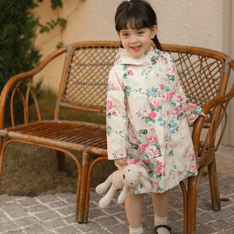 Jachetă de trench prințesă fetiță pentru bebeluș copil mic, cu imprimeu de flori, haină de protecție împotriva vântului kaki, lungă de primăvară, toamnă, haine pentru bebeluși 1-10 ani