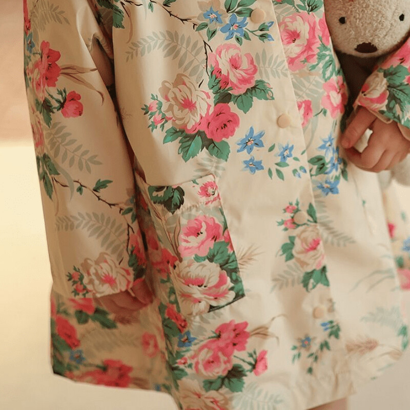 Jachetă de trench prințesă fetiță pentru bebeluș copil mic, cu imprimeu de flori, haină de protecție împotriva vântului kaki, lungă de primăvară, toamnă, haine pentru bebeluși 1-10 ani