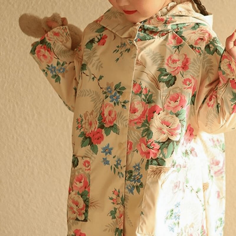 Jachetă de trench prințesă fetiță pentru bebeluș copil mic, cu imprimeu de flori, haină de protecție împotriva vântului kaki, lungă de primăvară, toamnă, haine pentru bebeluși 1-10 ani