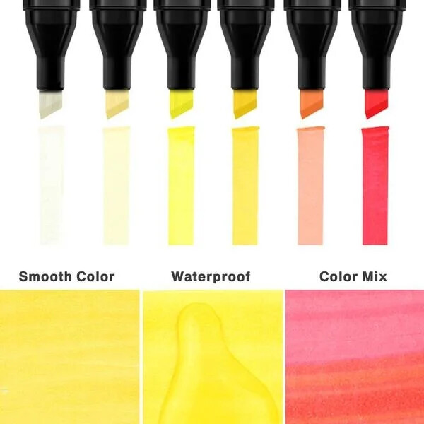 30 бр. Химикалка с двоен връх, алкохолна четка, артикули за скици