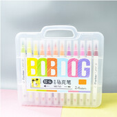 24PCS цветни маркери на водна основа Миещ се комплект Ученическа двойна глава Мека цветна глава Художествени принадлежности Акварелна писалка