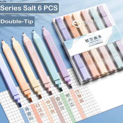 12/6 tk pastelsete värvide esiletõstja Kawaii kirjatarvete värvimarker õpilaste marker esiletõstja kirjatarvete koolitarbed