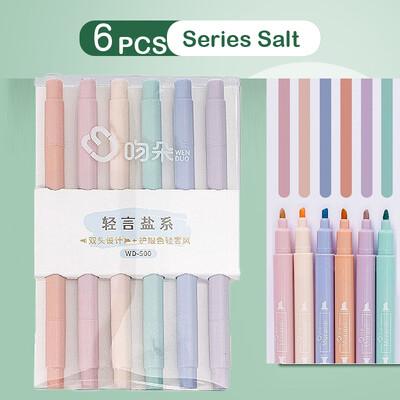 12/6 tk pastelsete värvide esiletõstja Kawaii kirjatarvete värvimarker õpilaste marker esiletõstja kirjatarvete koolitarbed