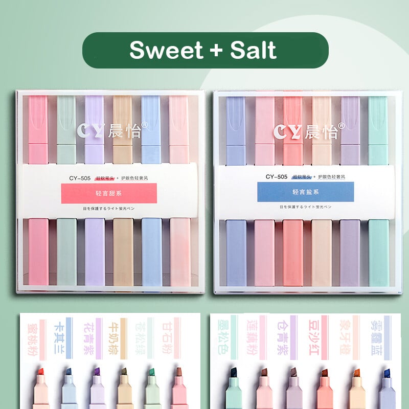 12/6 tk pastelsete värvide esiletõstja Kawaii kirjatarvete värvimarker õpilaste marker esiletõstja kirjatarvete koolitarbed