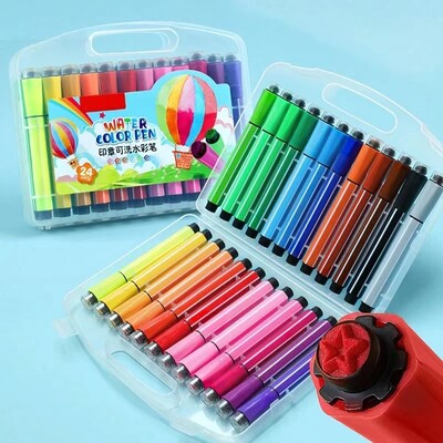 18/12/24/36 Colors Washable στυλό ακουαρέλας Σετ μη τοξικό Fire Paint Seal Mark Pen for Kid Draw DIY Art Supplies