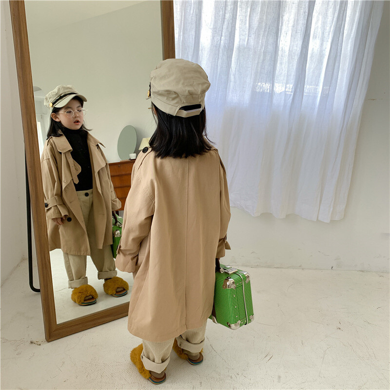 Sügissügisene laste moekraav 2–7-aastastele poistele, tüdrukutele, suur lahtikäiv krae, pikk tuulejakk, laste pealisriided, väikelaste laste mantel