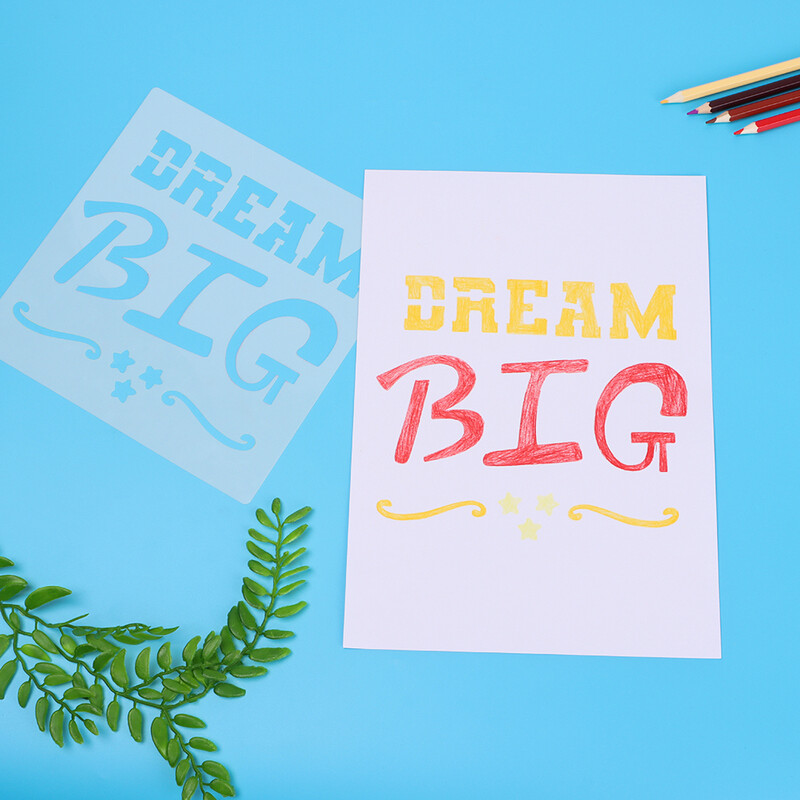 9 buc. șablon de scrisori inspiraționale, șabloane de straturi DIY, pictură pe perete, album de însemnări de colorat, șablon decorativ pentru album în relief