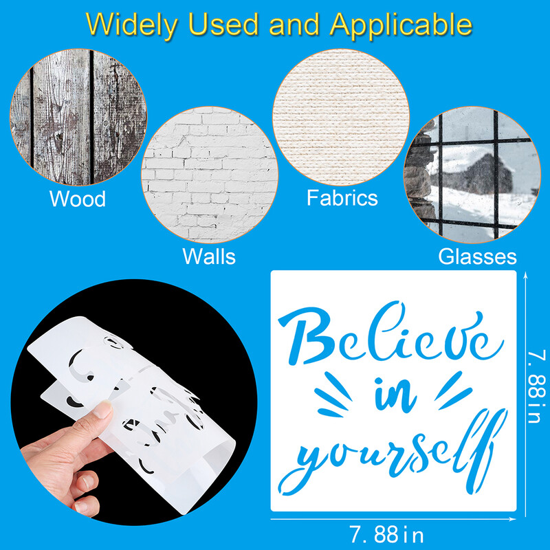 9 buc. șablon de scrisori inspiraționale, șabloane de straturi DIY, pictură pe perete, album de însemnări de colorat, șablon decorativ pentru album în relief