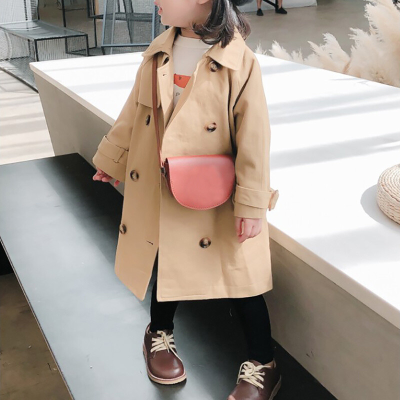 Ново пролетно есенно детско връхно облекло Модно момиче Дълго палто Тренч Бебешко яке за малко дете Облекло за момичета Ветровка Детски дрехи