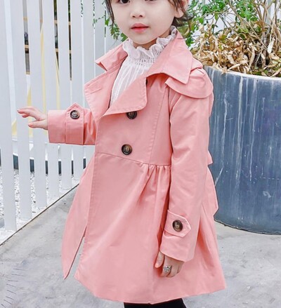 Παιδικές καμπαρντίνες για μικρά κορίτσια Casual Παιδικά διπλό στήθος Windbreaker Παιδικό παλτό Μακρύ βολάν Trench Outerwear