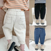 Baby Boy Girl Loose Jeans Νέα μόδα Κορεάτικο στυλ Casual μονόχρωμο τζιν Ανοιξιάτικο φθινόπωρο παιδικό τζιν παντελόνι για 1-7 χρόνια