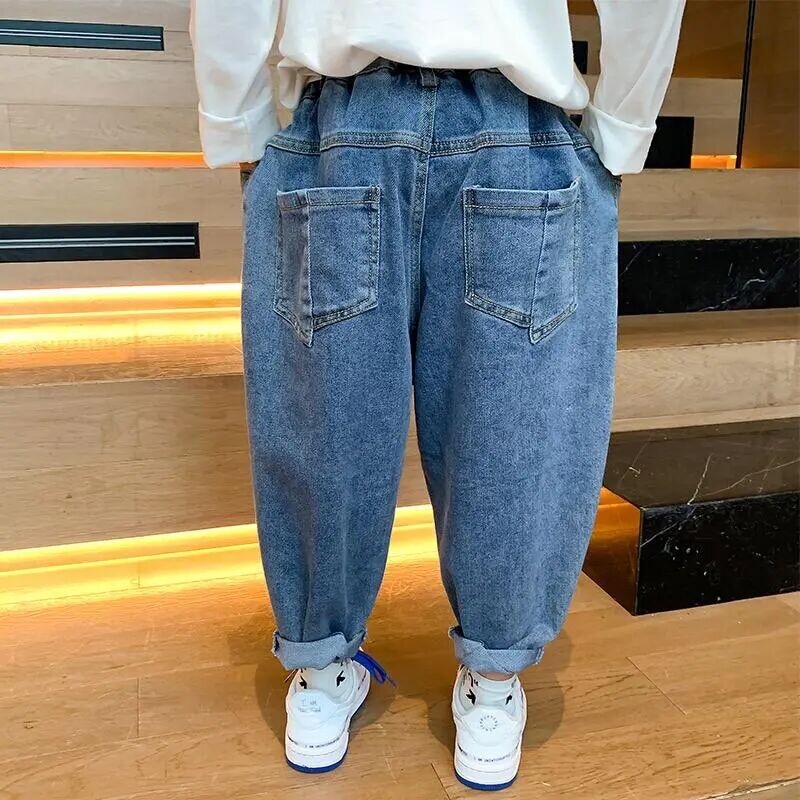 Blugi pentru copii, primăvară și toamnă 2023, pantaloni casual pentru copii, băieți și bebeluși, pantaloni largi cu imprimeu, 3-9 ani