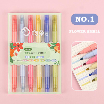 kawaii komplekt 6 tk magustoidu lillelõhnaline topeltotsaga markerpliiatsid Võtmemarker Pliiats Väärtuslikud kirjatarvete värvilised markerid