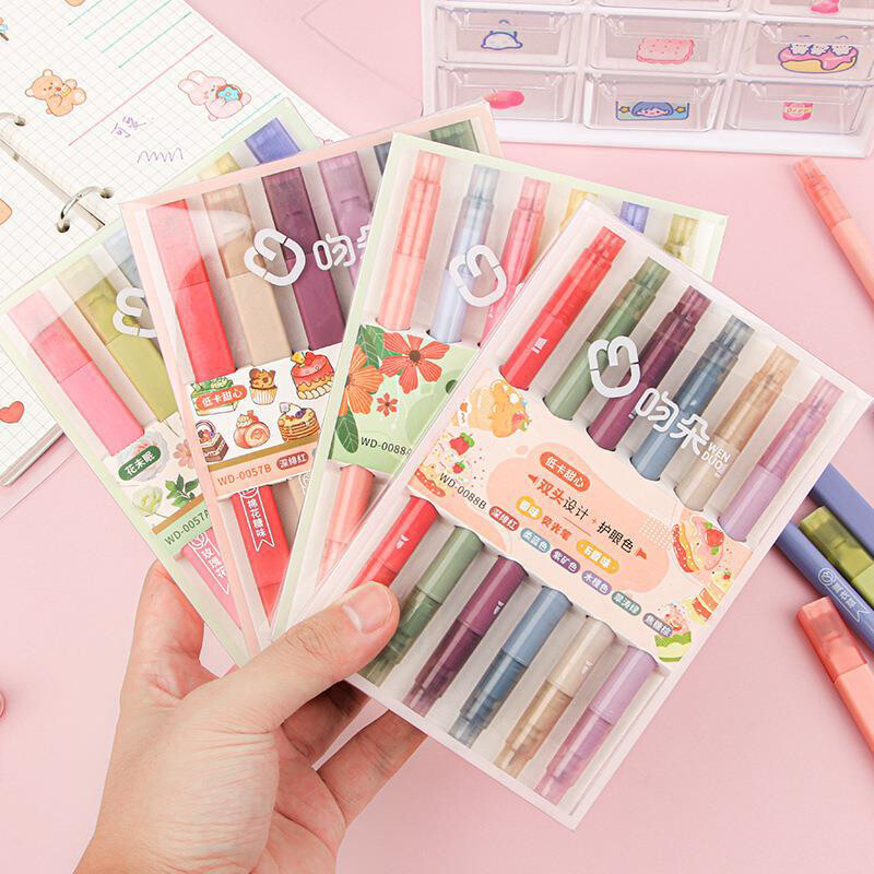 kawaii komplekt 6 tk magustoidu lillelõhnaline topeltotsaga markerpliiatsid Võtmemarker Pliiats Väärtuslikud kirjatarvete värvilised markerid