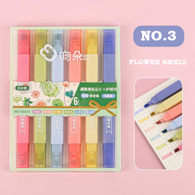 kawaii komplekt 6 tk magustoidu lillelõhnaline topeltotsaga markerpliiatsid Võtmemarker Pliiats Väärtuslikud kirjatarvete värvilised markerid