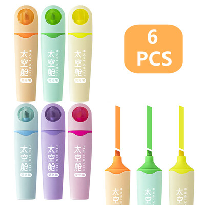 6 бр. Маркиращи маркери с естетичен връх на астронавт, пастелни цветове, сладки маркери, многоцветен маркер с мек връх на базата на Библията