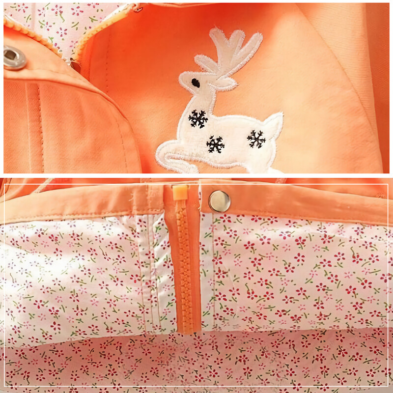 Little Deer Decal Tüdrukute mantel pikkade varrukatega, nööriga kapuutsiga tuulepluus, laste kerge Trench-mantel Laste jope ülerõivad